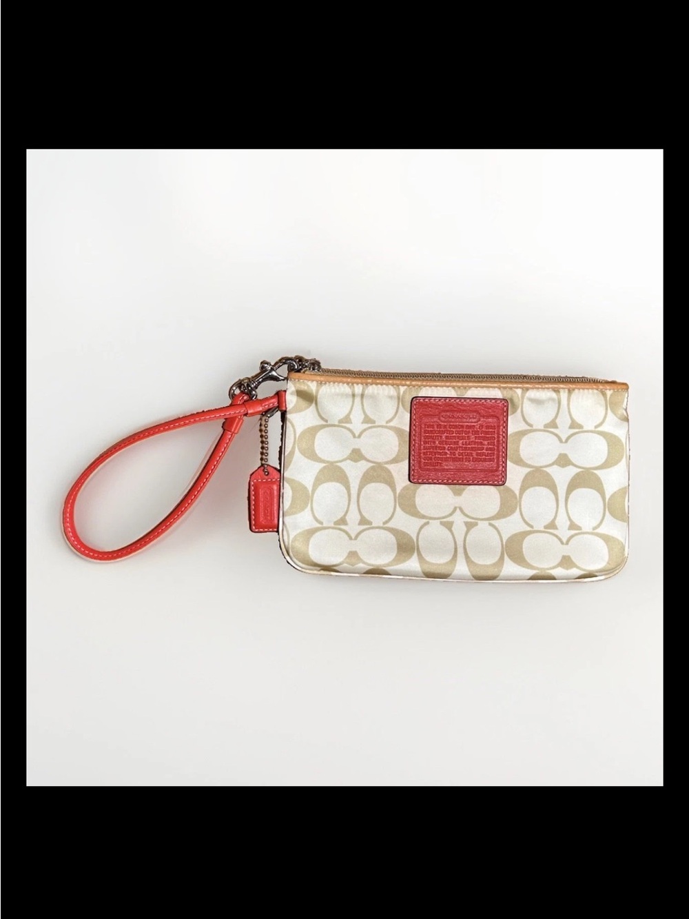 Coach Mini Hamptons Tote,Clutch,Wristlet Set-Khaki Nylon, Vermilion Leather 2005 - Picture 9 of 14